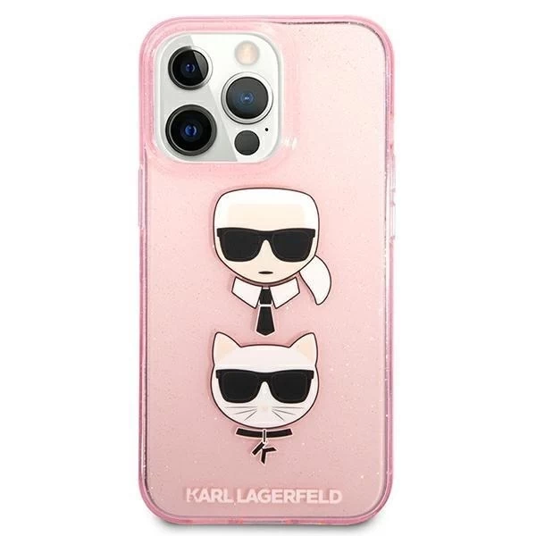 Karl Lagerfeld KLHCP13LKCTUGLP iPhone 13 Pro / 13 6,1" ružovo-ružové pevné puzdro Glitter Karl`s